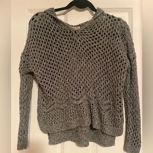 Long sleeve grey crochet sweater from abercrombie and kids.